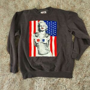 Rag Wear USA American Flag Marilyn Monroe Angel Wing Crewneck‎ Sweatshirt Medium